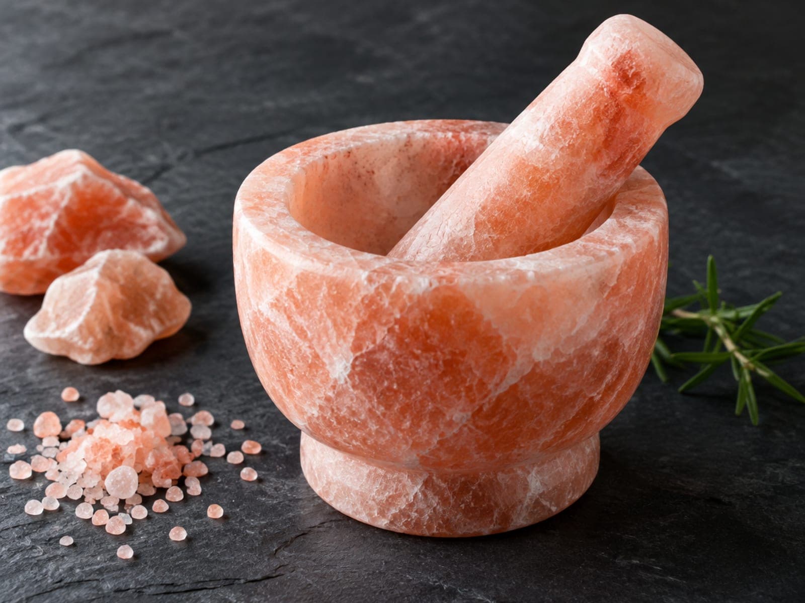 Salt pestle and mortar: Solid rock salt
