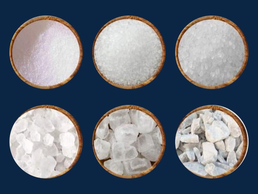 White Himalayan food-grade salt: Fine and coarse grades